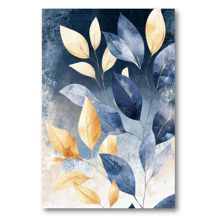 Blue Abstract 3 Leaves Art Print