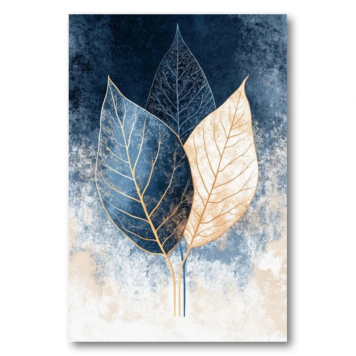 Abstract Blue Leaves 1 Art Print
