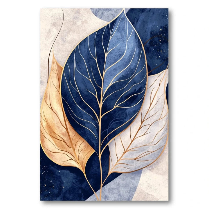 Abstract Blue Leaves 4 Art Print