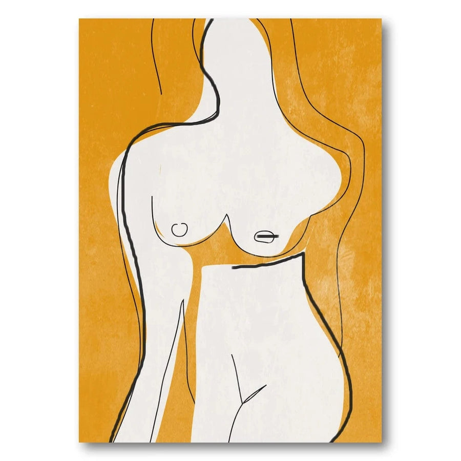 Golden Silhouette Elegance Cream Figure On Ochre Ground Art Print