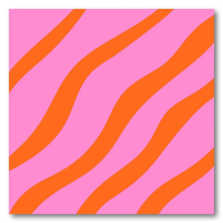 Curved Orange Waves on Pink Art Print