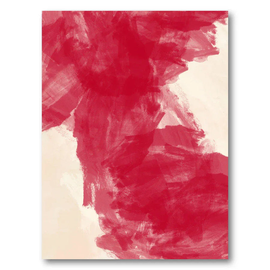 Crimson Brushstroke Fusion Art Print