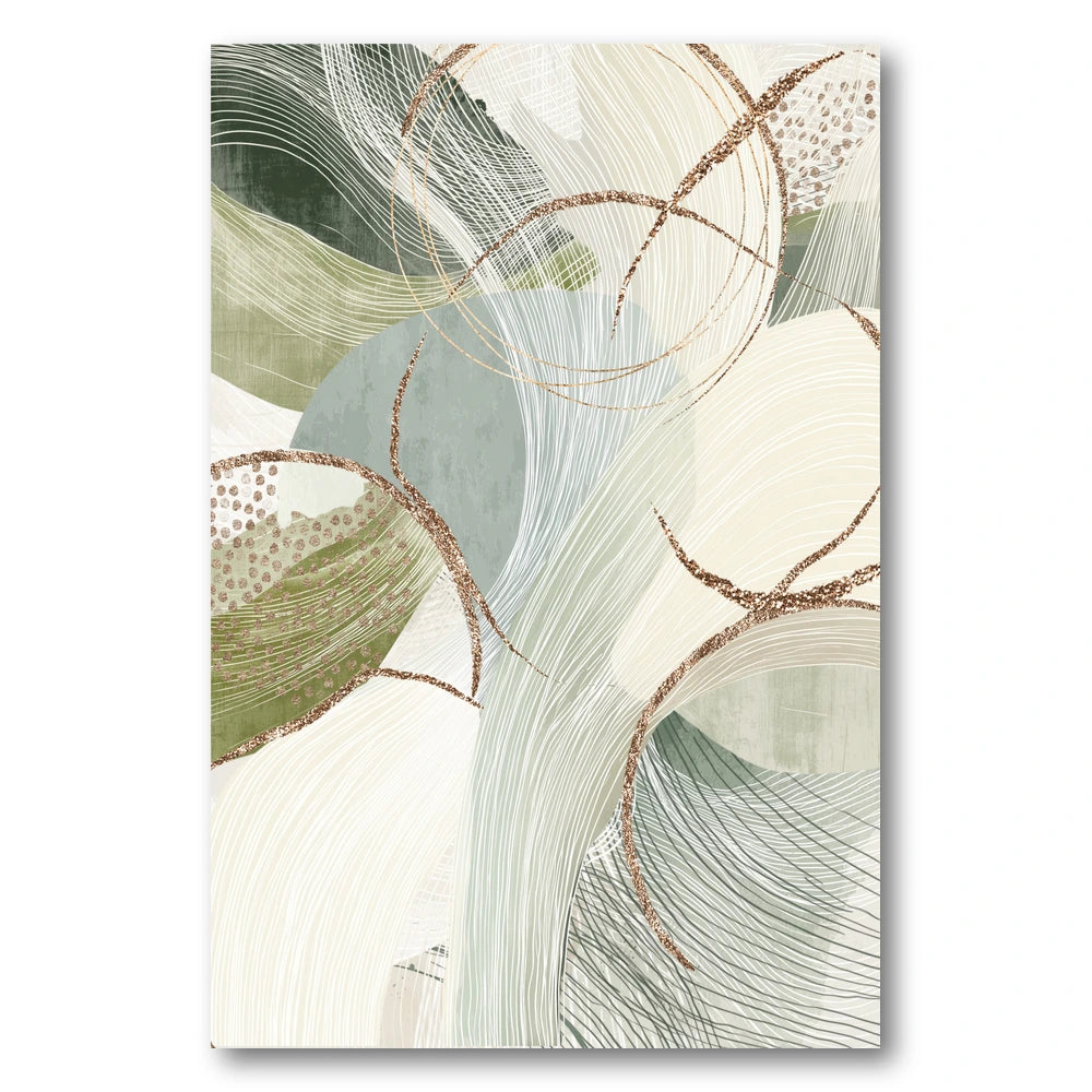 Abstract Sage Gold Flow Art Print