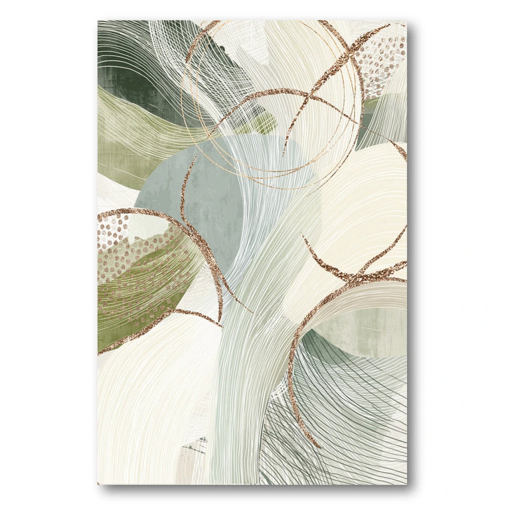 Abstract Sage Gold Flow Art Print