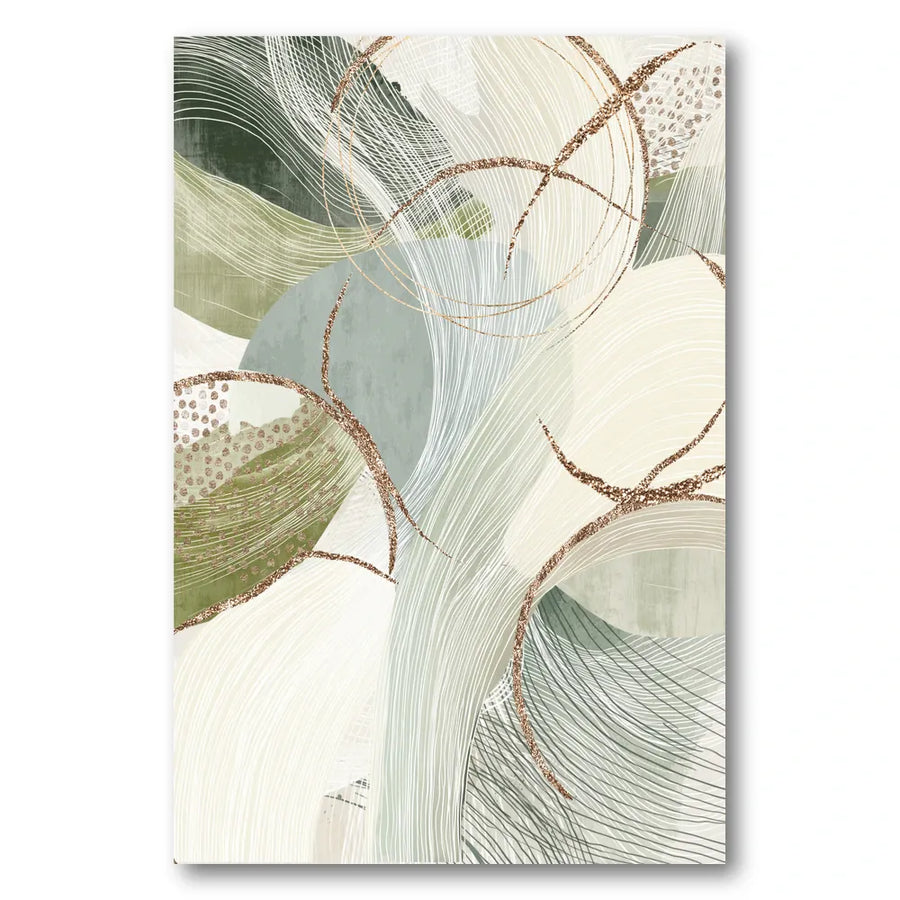 Abstract Sage Gold Flow Art Print