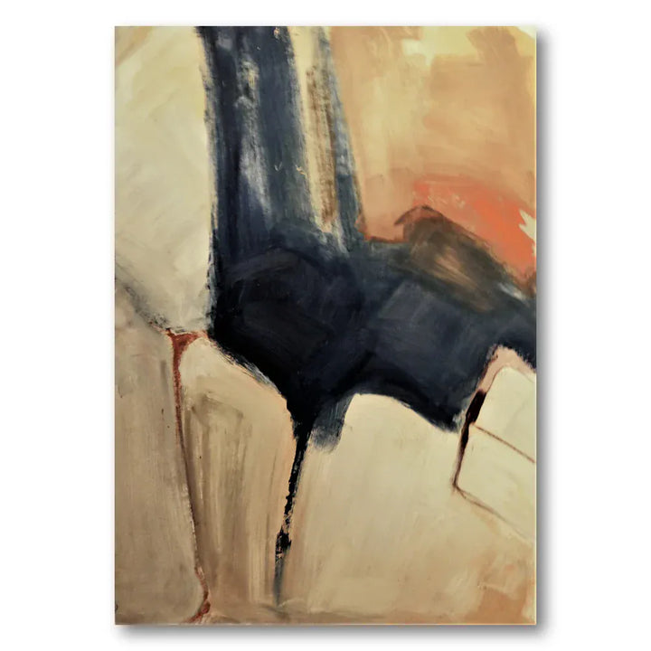 Muted Blue and Beige Abstract Art Print