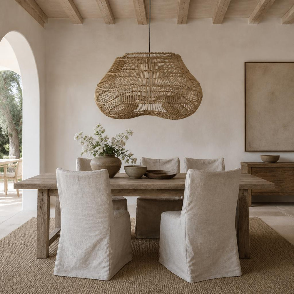 Butterfly Rattan Pendant Light styled in a room