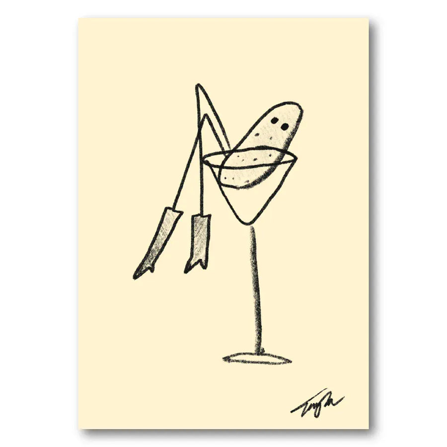 Martini Glass Doodle Art Print