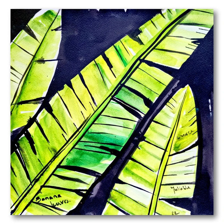 Vibrant Jungle Banana Leaves Art Print