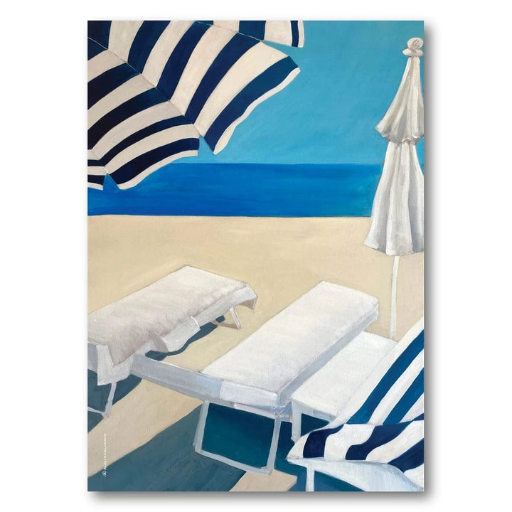 Striped Umbrellas Beach Art Print