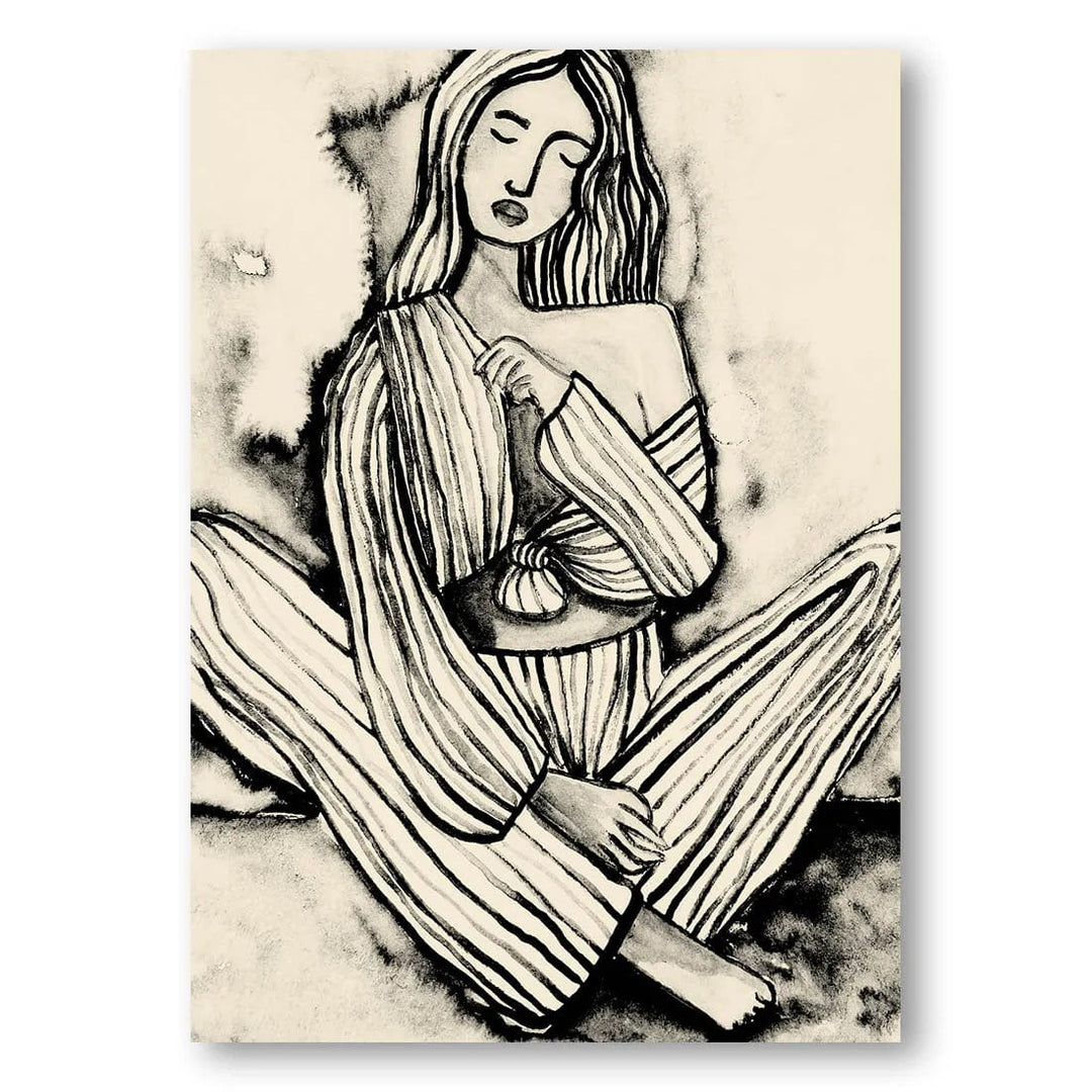 Zen Contemplation Line Art Print