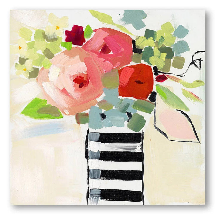 Striped Vase Blooms Art Print