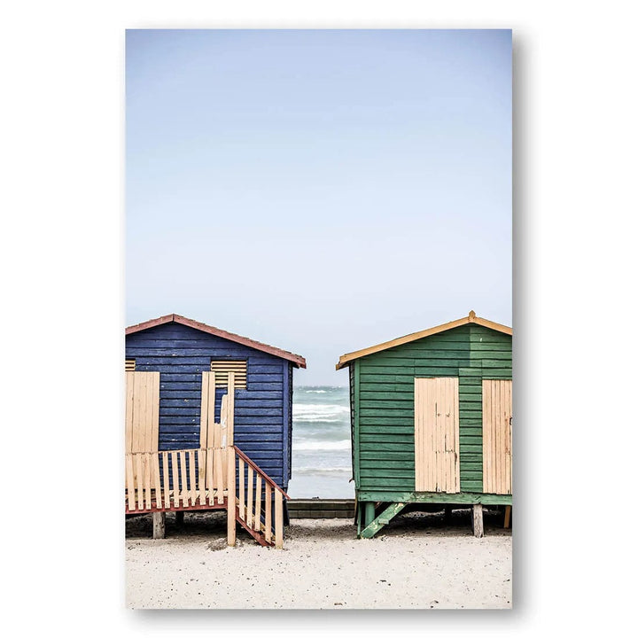 Blue & Green Beach Huts Photo Print