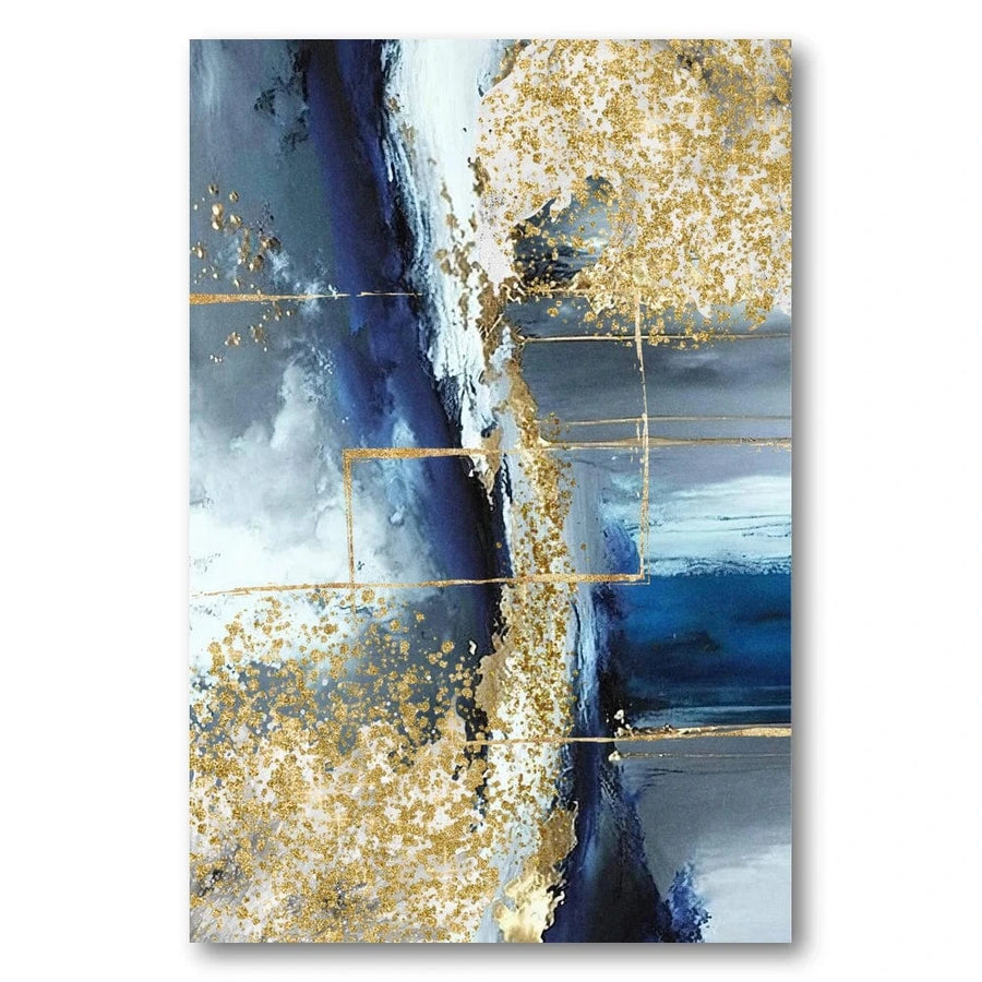 Gold and Blue Abstract Art Print