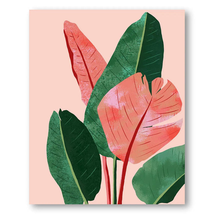 Blush Tropical Leaves Art Print