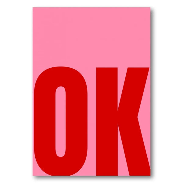 Bold Red OK Minimalist Art Print
