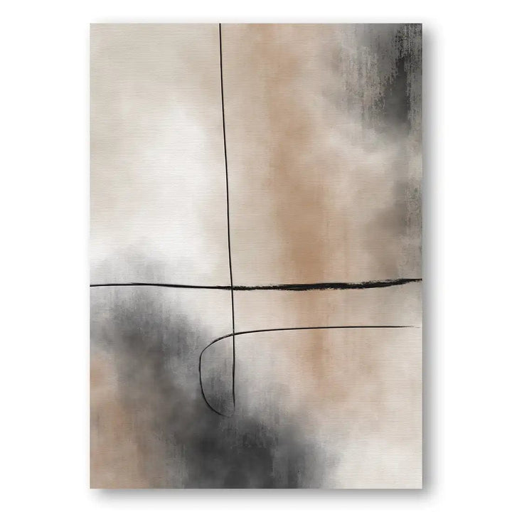 Charcoal & Beige Abstract Art Print 2