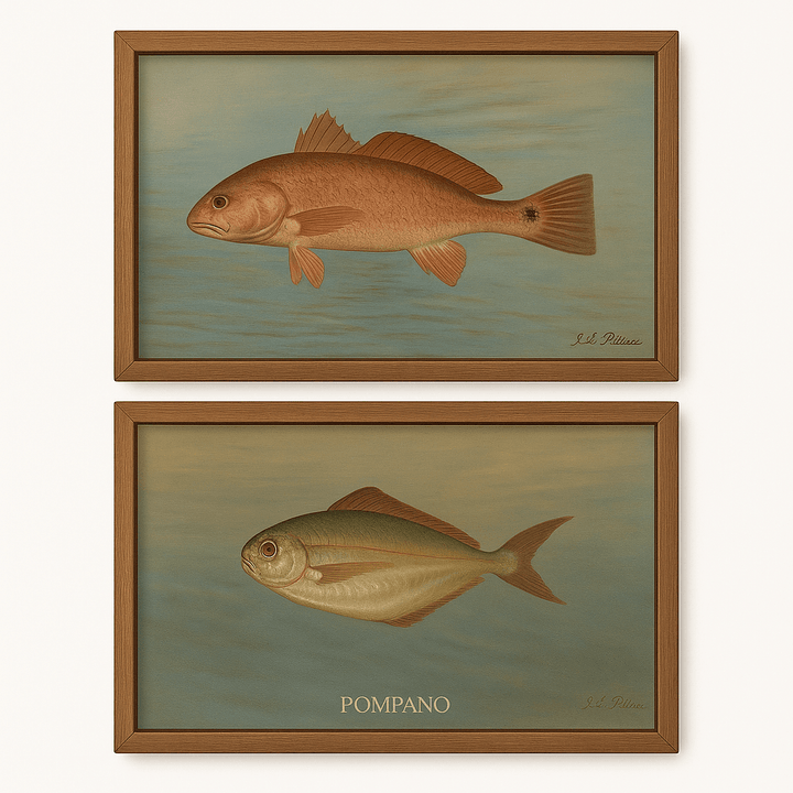 Vintage Redfish & Pompano Pair