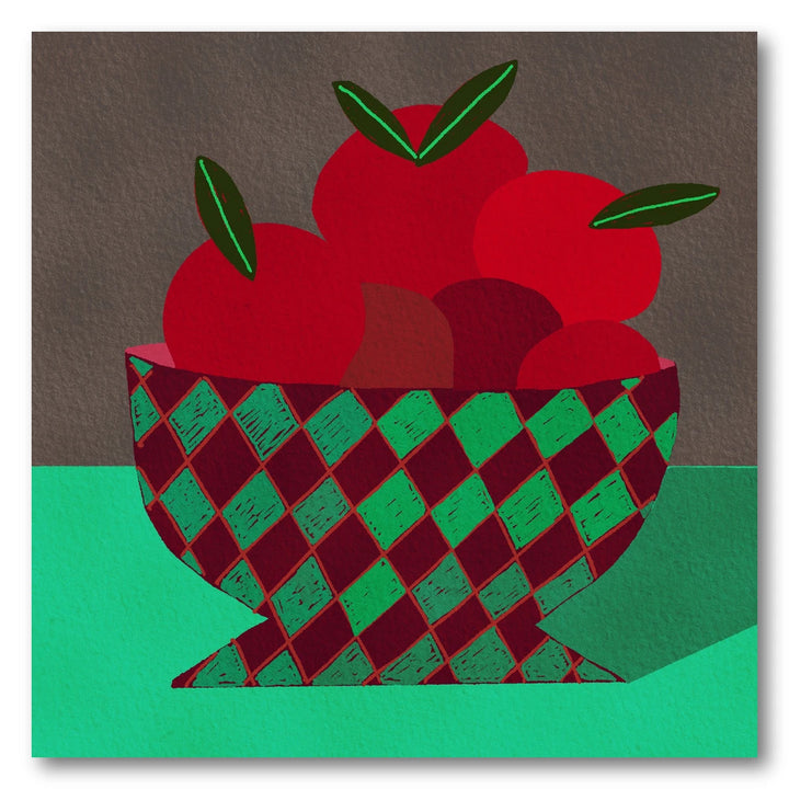 Checkered Fruit Bowl Art Print