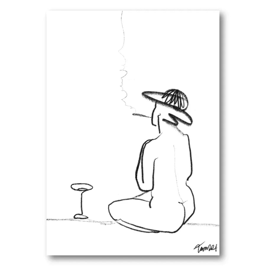 Seated Figure with Hat Art Print