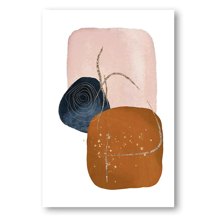 Colour Trend Terracotta, Navy & Pink Abstract Art Print 1