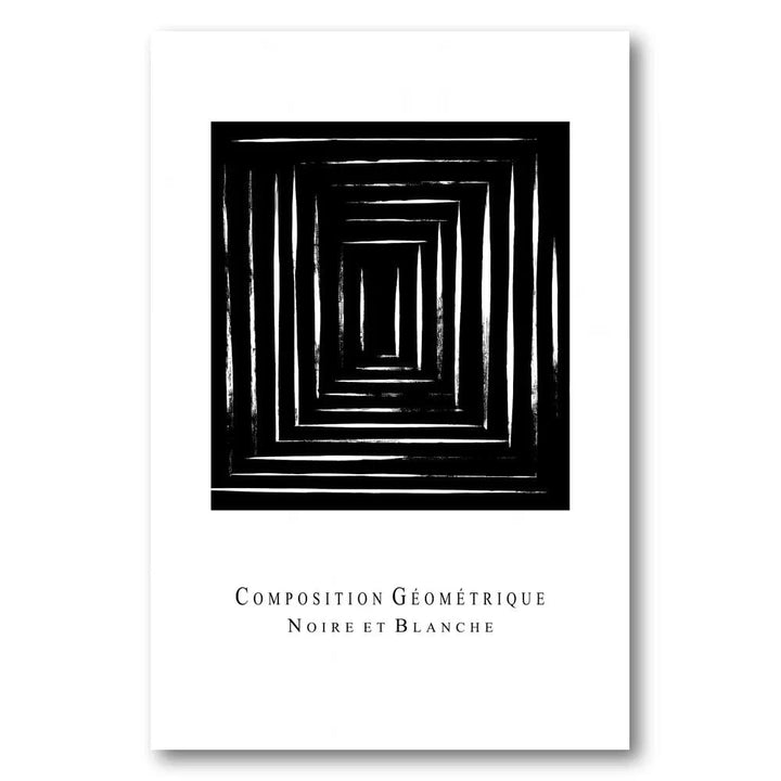 Monochrome Geometric Echo Art Print