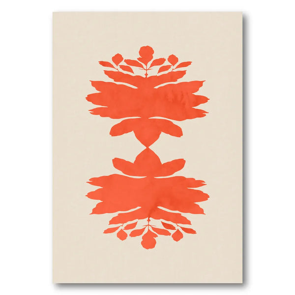 Coral Botanical Symmetry Art Print