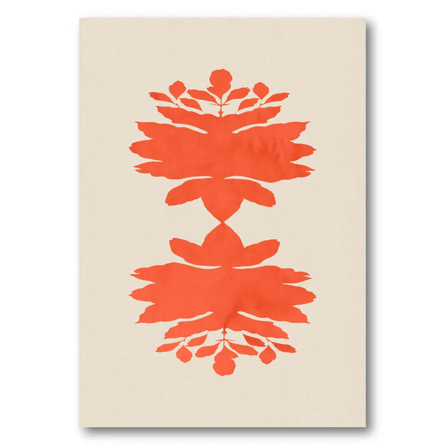 Coral Botanical Symmetry Art Print