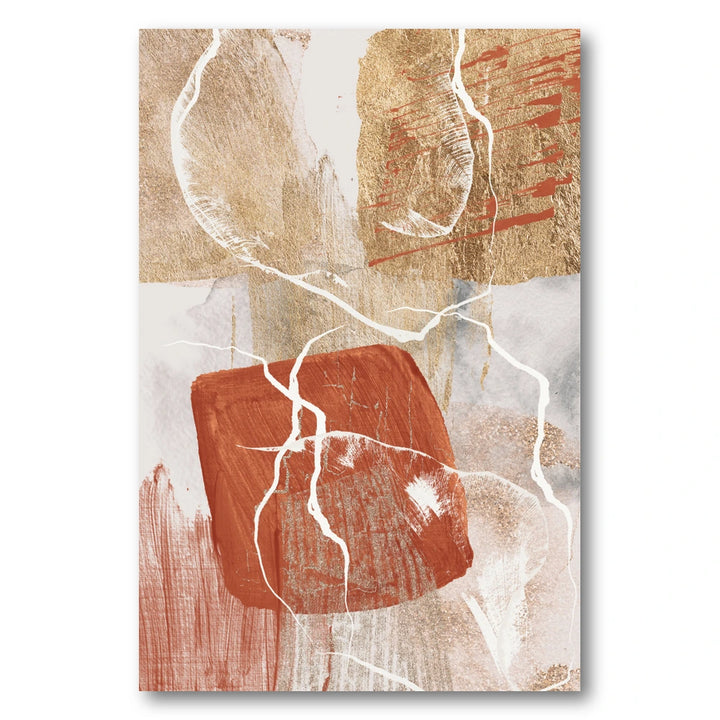 Cracked Gold Terracotta Abstract Art Print