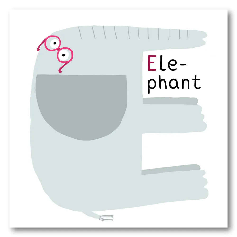 Cute Elephant Letter E Art Print