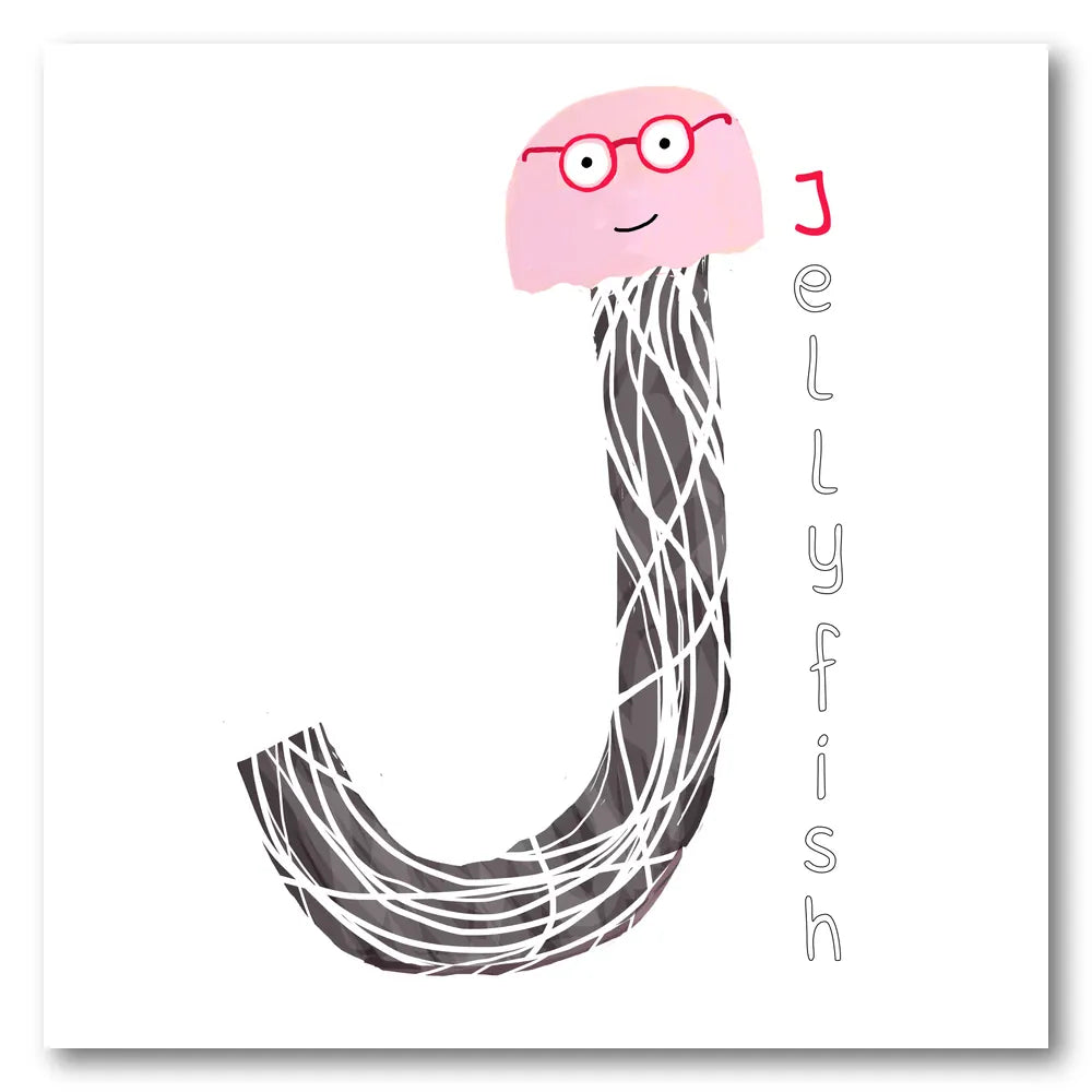 Cute Jellyfish Letter J Art Print