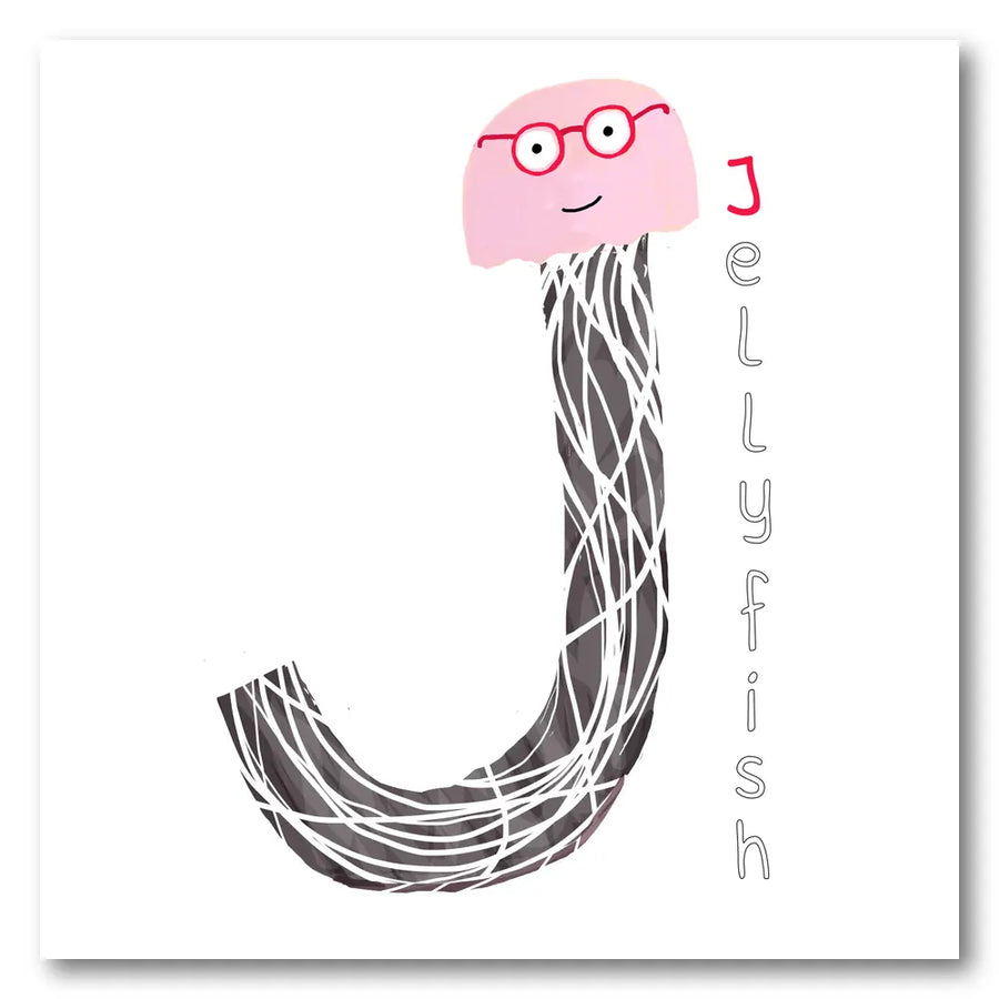 Cute Jellyfish Letter J Art Print