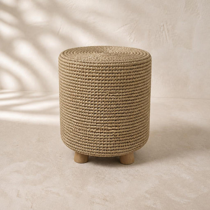 Raffia Drum Stool, studio view