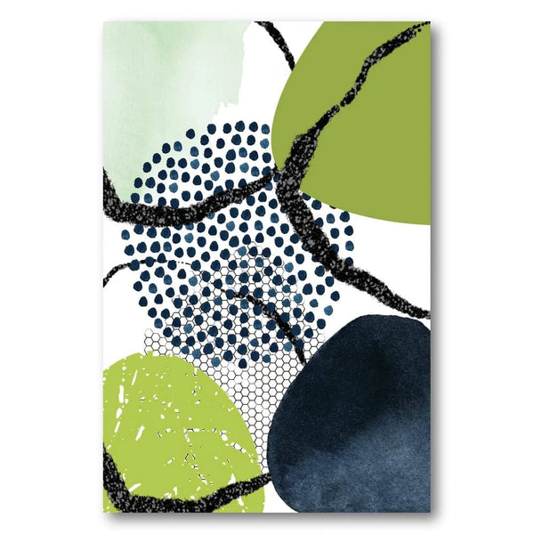 Abstract Shapes Dotted Circle With Lime Leaves Art Print
