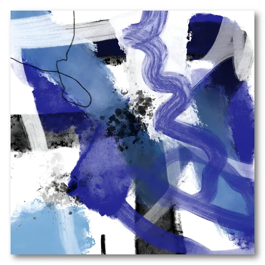 Dynamic Blue Brushstrokes Art Print