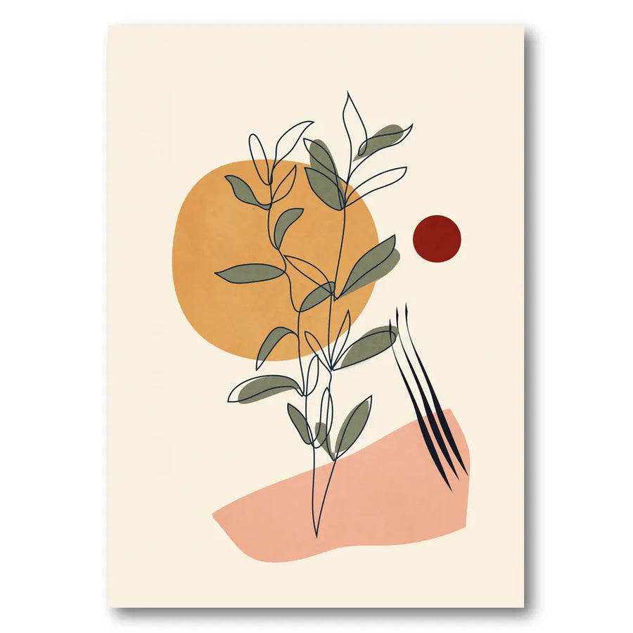 Earthy Botanical Line Art Art Print