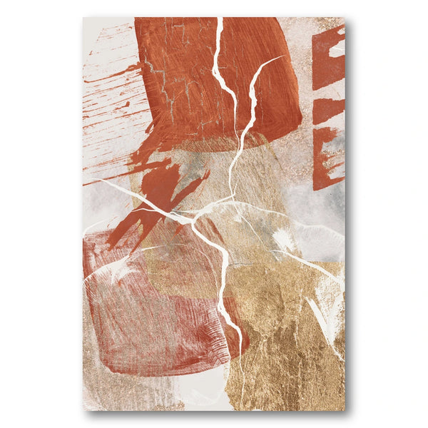 Earthy Gold Abstract Cracks Art Print