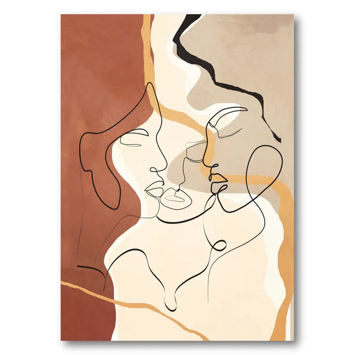 Earthy Line Faces Art Print