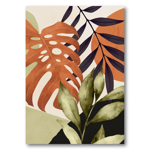 Earthy Tropical Leaves Art Print