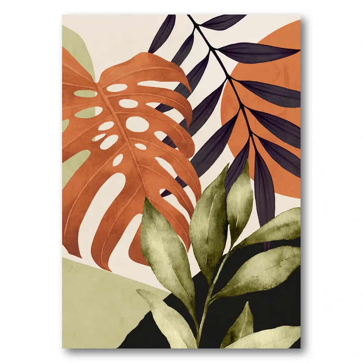 Earthy Tropical Leaves Art Print