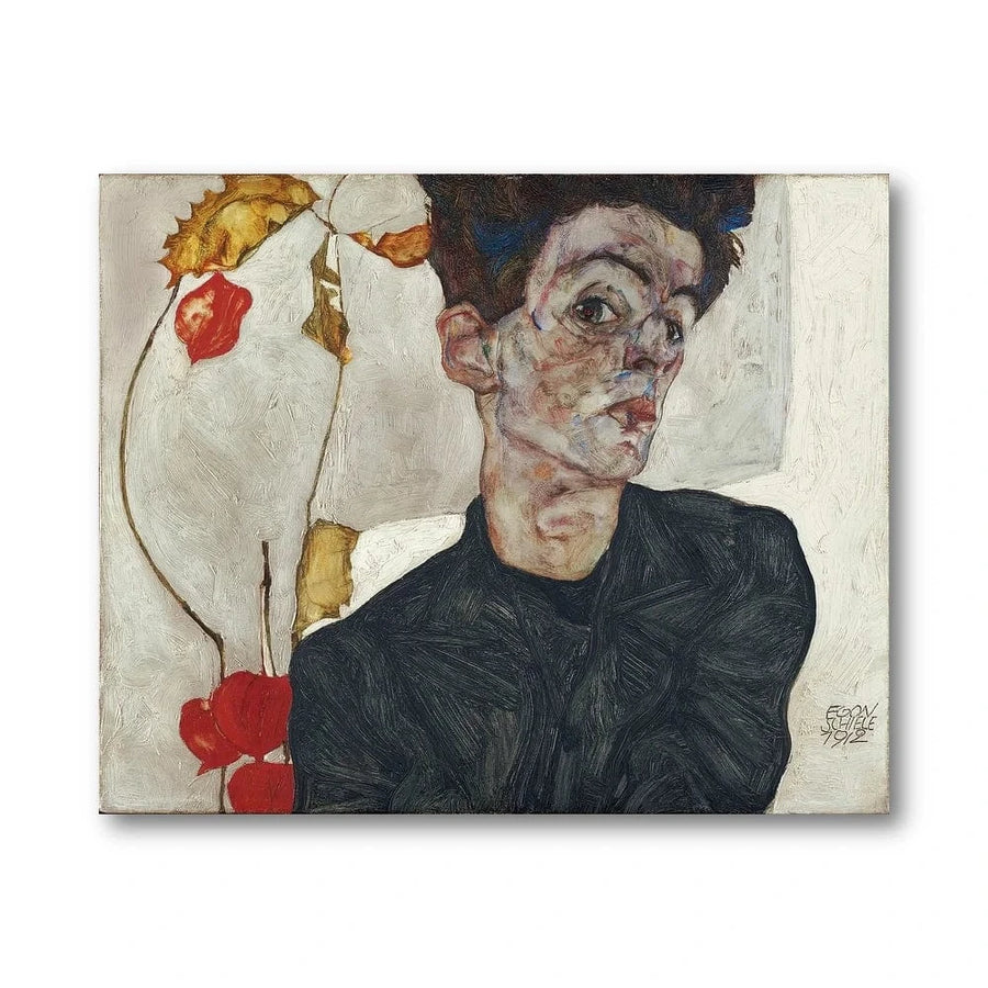 Self-Portrait with Physalis by Egon Schiele Art Print
