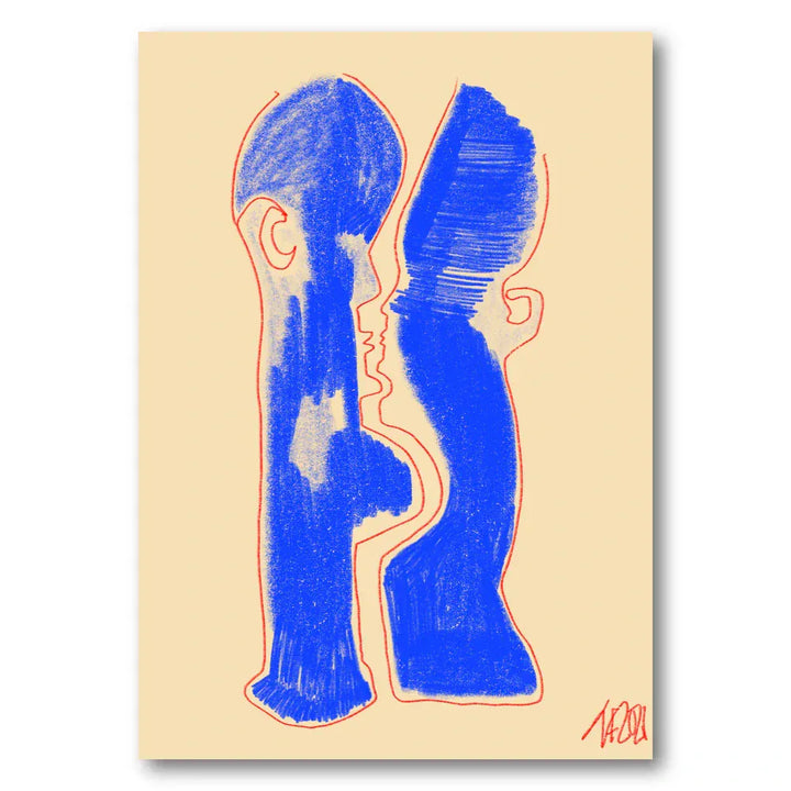 Abstract Electric Blue Silhouettes Art Print