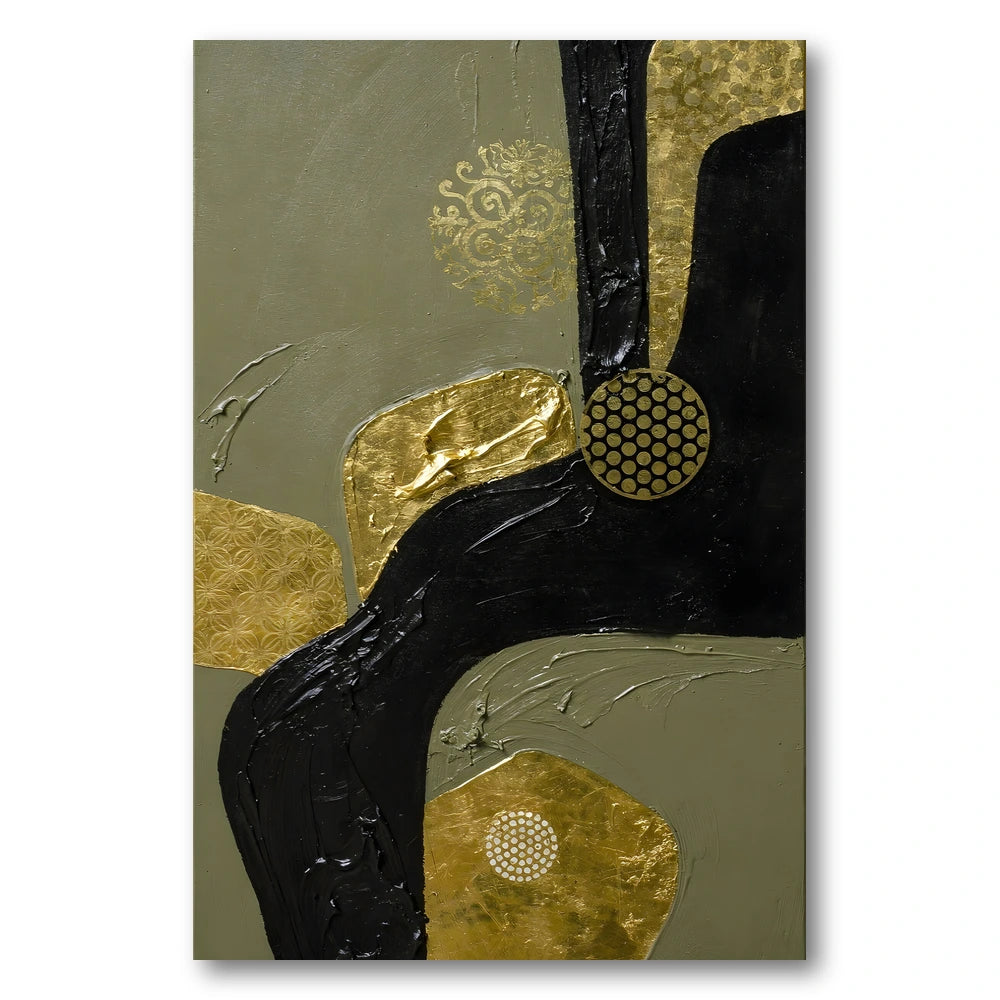Elegant Gold Black Abstract Art Print
