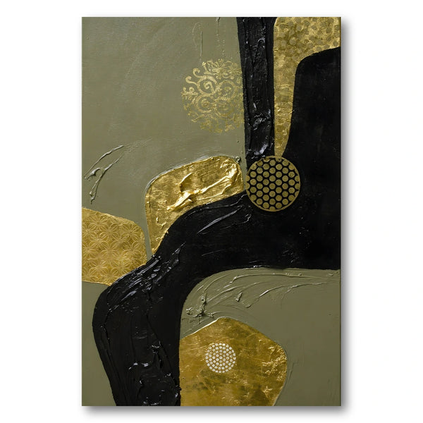 Elegant Gold Black Abstract Art Print