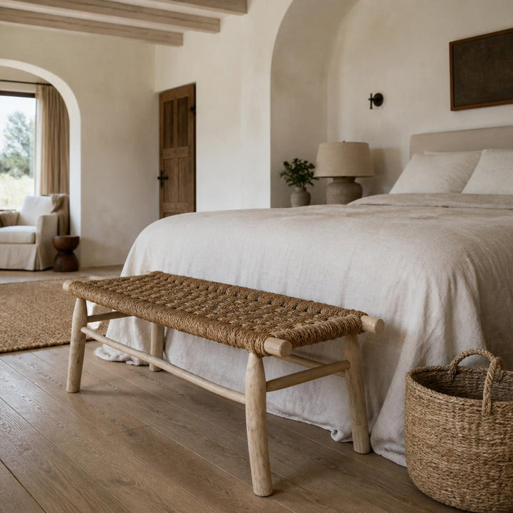 Banana Rope Bench styled in a room