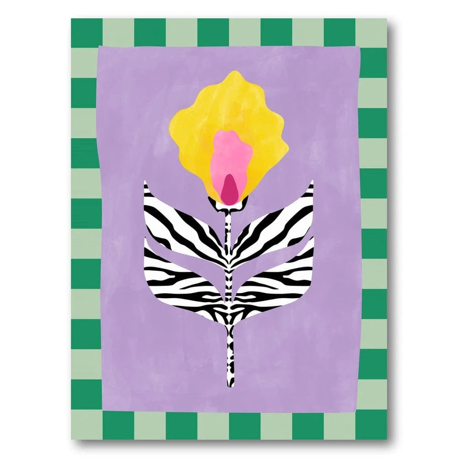 Yellow Blossom Zebra Leaves Art Print