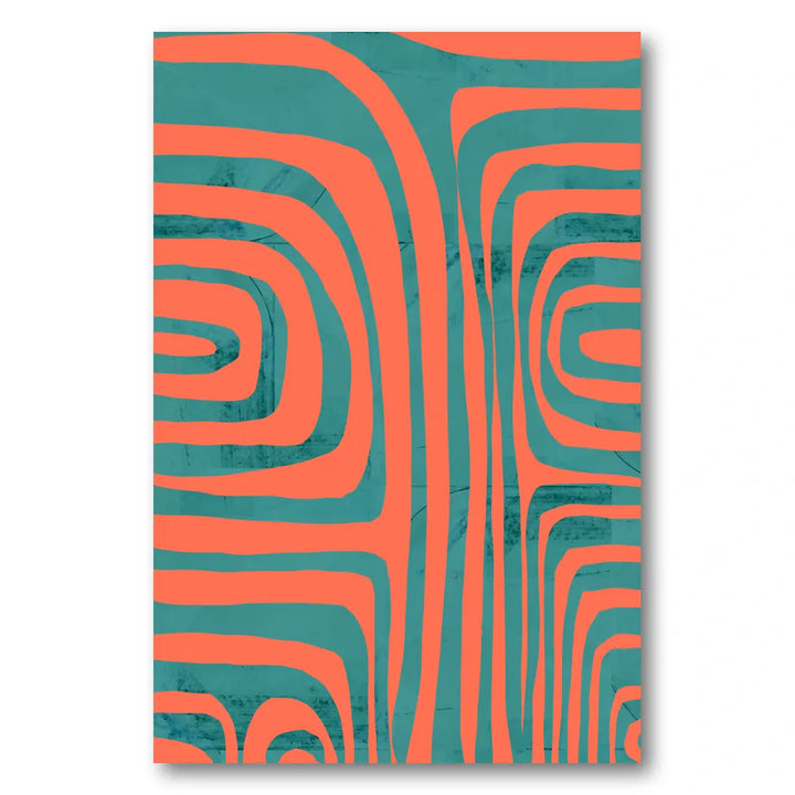 Flowing Coral Teal Lines Art Print