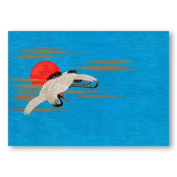 Flying Sarus Crane Japanese Art Print