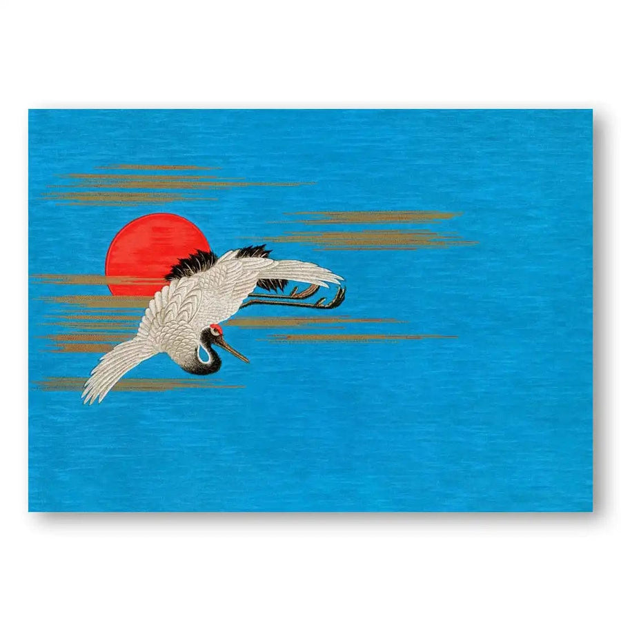 Flying Sarus Crane Japanese Art Print