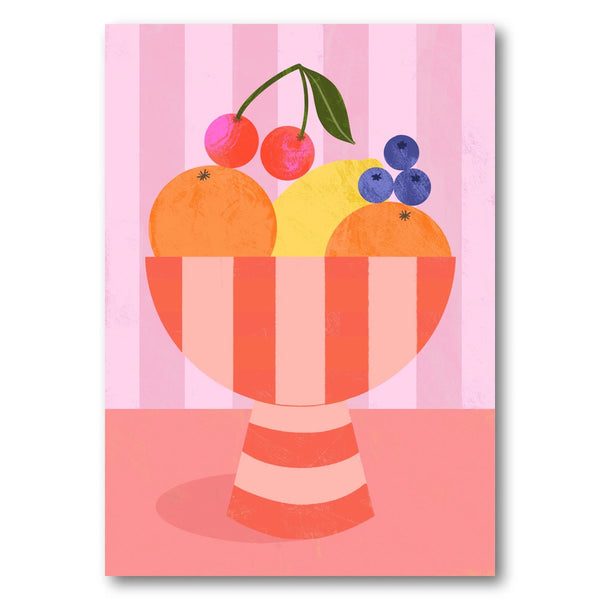 Fruit in Striped Bowl Art Print